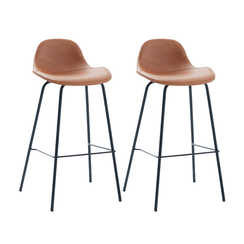Tabouret de bar moderne en faux cuir, tabouret d'intérieur à dossier bas avec pieds en métal
