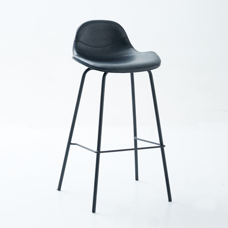 Tabouret de bar moderne en faux cuir, tabouret d'intérieur à dossier bas avec pieds en métal
