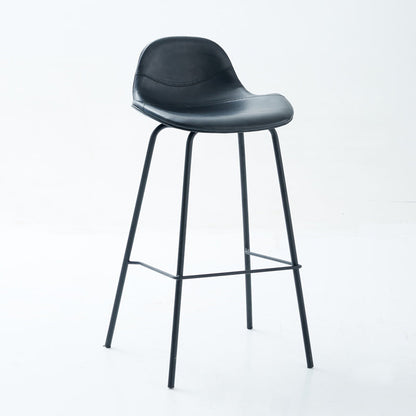 Tabouret de bar moderne en faux cuir, tabouret d'intérieur à dossier bas avec pieds en métal