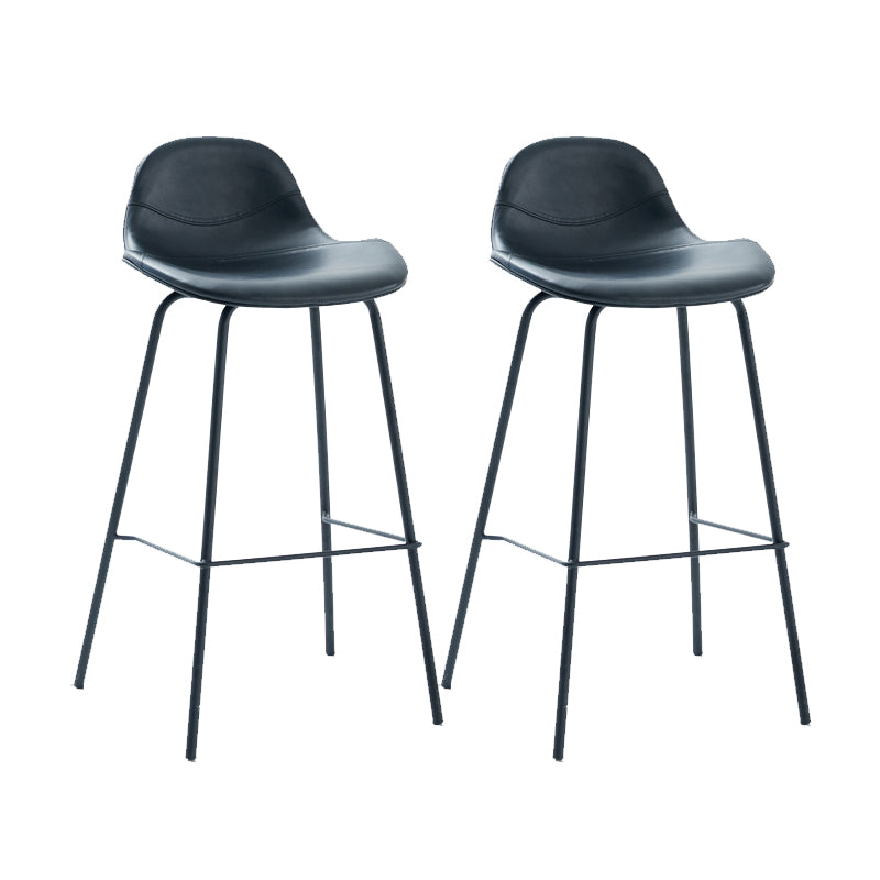 Tabouret de bar moderne en faux cuir, tabouret d'intérieur à dossier bas avec pieds en métal