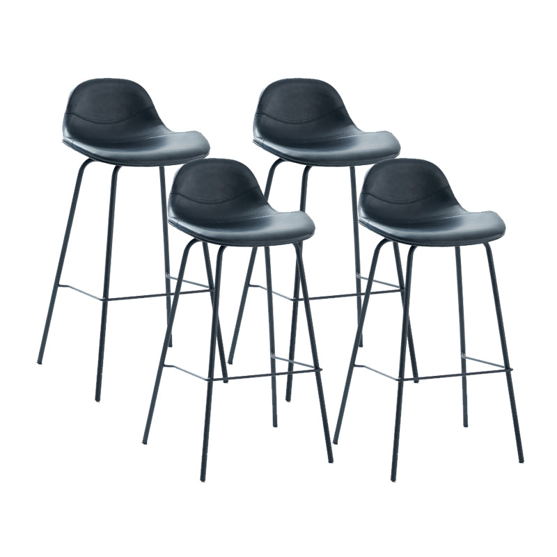 Tabouret de bar moderne en faux cuir, tabouret d'intérieur à dossier bas avec pieds en métal