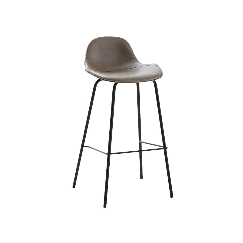 Tabouret de bar moderne en faux cuir, tabouret d'intérieur à dossier bas avec pieds en métal