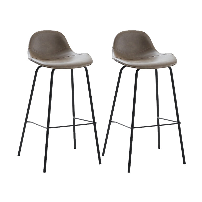 Tabouret de bar moderne en faux cuir, tabouret d'intérieur à dossier bas avec pieds en métal