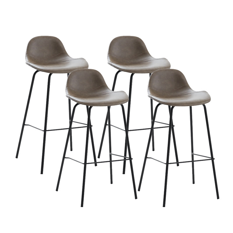Tabouret de bar moderne en faux cuir, tabouret d'intérieur à dossier bas avec pieds en métal