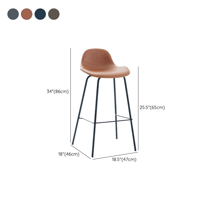Tabouret de bar moderne en faux cuir, tabouret d'intérieur à dossier bas avec pieds en métal