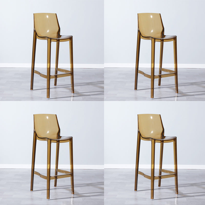 Industrial Armless Low Back Stool Acrylic Bar Stool for Living Room Clear-Brown 4 Piece Set Clearhalo 'Bar Furniture' 'Bar Stools' 'bar_stools' 'furn' 'furn_bar_stools' 'Furniture' 'Kitchen & Dining Furniture' 6557045