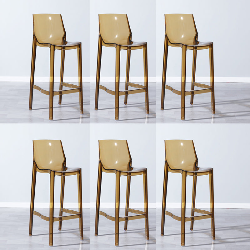 Industrial Armless Low Back Stool Acrylic Bar Stool for Living Room Clear-Brown 6 Piece Set Clearhalo 'Bar Furniture' 'Bar Stools' 'bar_stools' 'furn' 'furn_bar_stools' 'Furniture' 'Kitchen & Dining Furniture' 6557046
