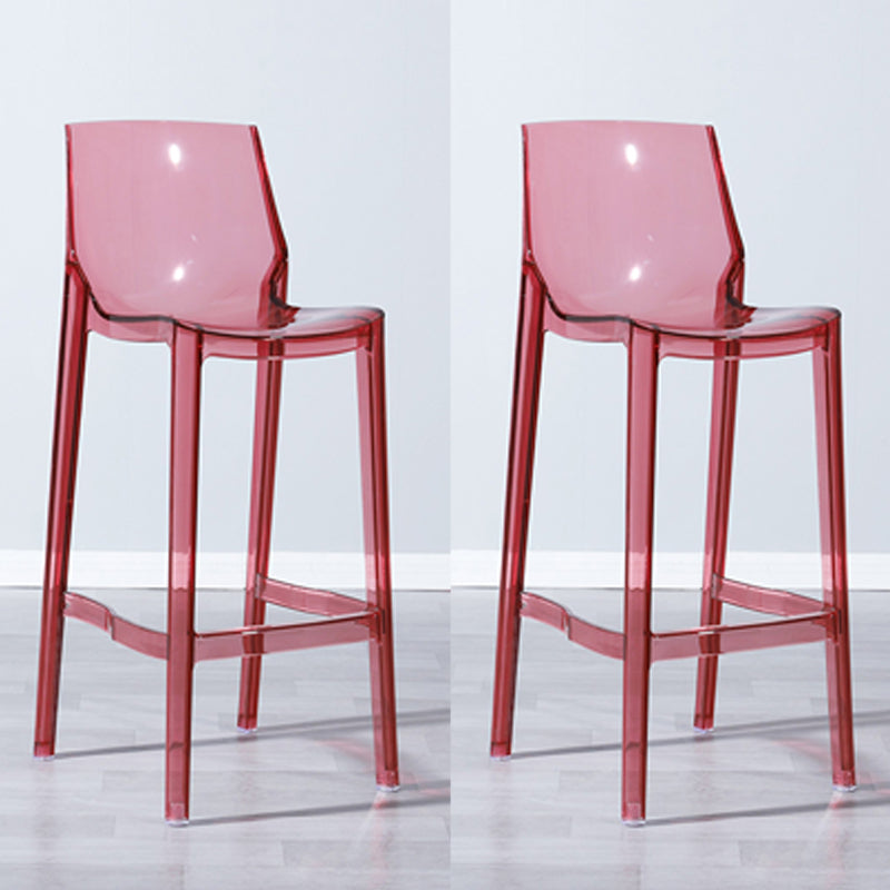 Industrial Armless Low Back Stool Acrylic Bar Stool for Living Room Clear-Red 2 Piece Set Clearhalo 'Bar Furniture' 'Bar Stools' 'bar_stools' 'furn' 'furn_bar_stools' 'Furniture' 'Kitchen & Dining Furniture' 6557049