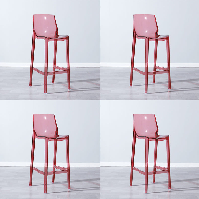 Industrial Armless Low Back Stool Acrylic Bar Stool for Living Room Clear-Red 4 Piece Set Clearhalo 'Bar Furniture' 'Bar Stools' 'bar_stools' 'furn' 'furn_bar_stools' 'Furniture' 'Kitchen & Dining Furniture' 6557050