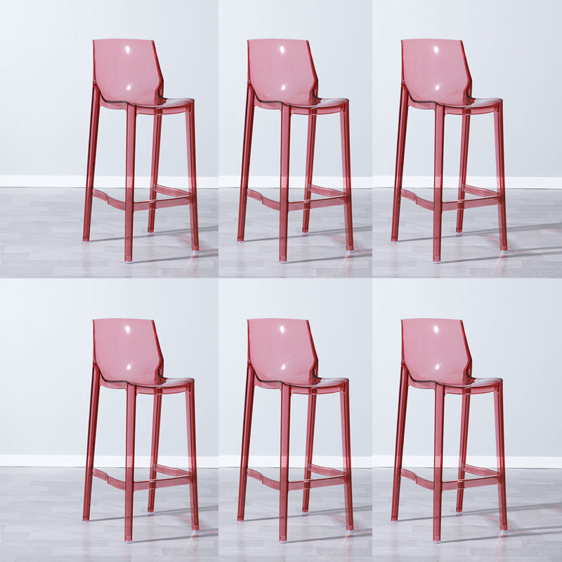Industrial Armless Low Back Stool Acrylic Bar Stool for Living Room Clear-Red 6 Piece Set Clearhalo 'Bar Furniture' 'Bar Stools' 'bar_stools' 'furn' 'furn_bar_stools' 'Furniture' 'Kitchen & Dining Furniture' 6557051
