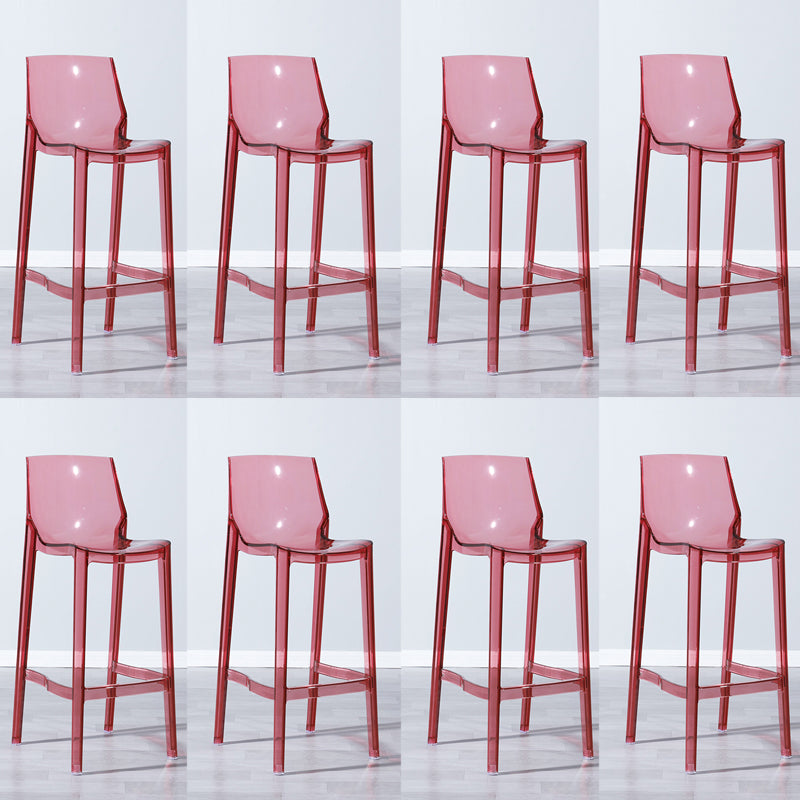 Industrial Armless Low Back Stool Acrylic Bar Stool for Living Room Clear-Red 8 Piece Set Clearhalo 'Bar Furniture' 'Bar Stools' 'bar_stools' 'furn' 'furn_bar_stools' 'Furniture' 'Kitchen & Dining Furniture' 6557052