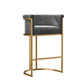 Glam Armrest Backrest Counter StooI Iron Bar Stool with Cushion and Pedal for Cafe