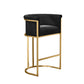 Glam Armrest Backrest Counter StooI Iron Bar Stool with Cushion and Pedal for Cafe