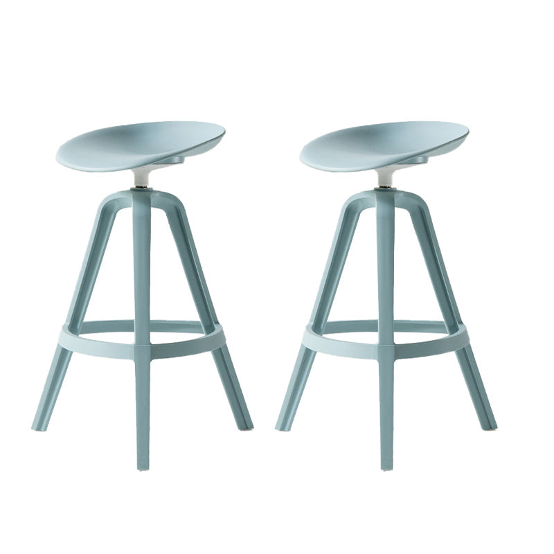 Low Back Plastic Swivel Bar Stool Industrial Armless Stool for Living Room Blue 2 Piece Set Counter Stool(26"H) Clearhalo 'Bar Furniture' 'Bar Stools' 'bar_stools' 'furn' 'furn_bar_stools' 'Furniture' 'Kitchen & Dining Furniture' 6557151