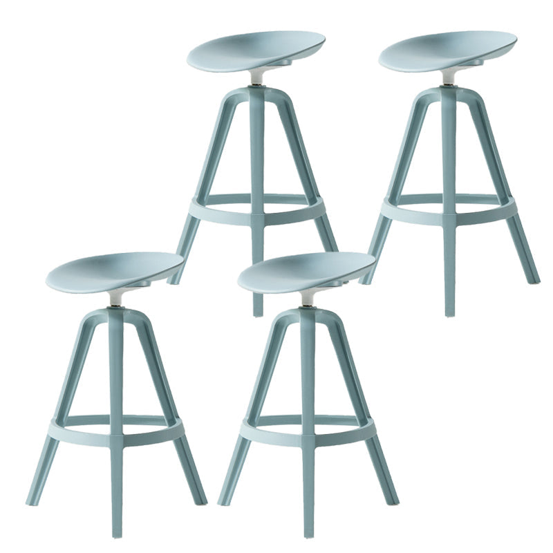 Low Back Plastic Swivel Bar Stool Industrial Armless Stool for Living Room Blue 4 Piece Set Counter Stool(26"H) Clearhalo 'Bar Furniture' 'Bar Stools' 'bar_stools' 'furn' 'furn_bar_stools' 'Furniture' 'Kitchen & Dining Furniture' 6557153