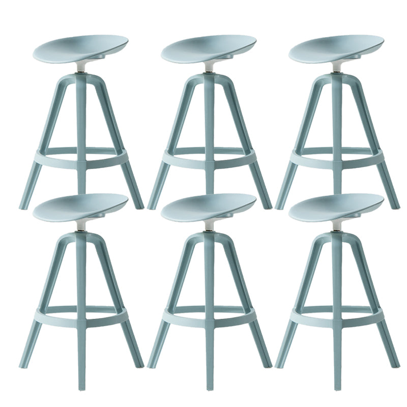 Low Back Plastic Swivel Bar Stool Industrial Armless Stool for Living Room Blue 6 Piece Set Counter Stool(26"H) Clearhalo 'Bar Furniture' 'Bar Stools' 'bar_stools' 'furn' 'furn_bar_stools' 'Furniture' 'Kitchen & Dining Furniture' 6557155