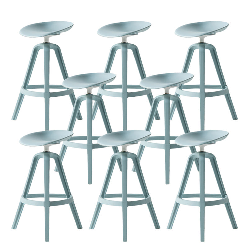 Low Back Plastic Swivel Bar Stool Industrial Armless Stool for Living Room Blue 8 Piece Set Counter Stool(26"H) Clearhalo 'Bar Furniture' 'Bar Stools' 'bar_stools' 'furn' 'furn_bar_stools' 'Furniture' 'Kitchen & Dining Furniture' 6557157