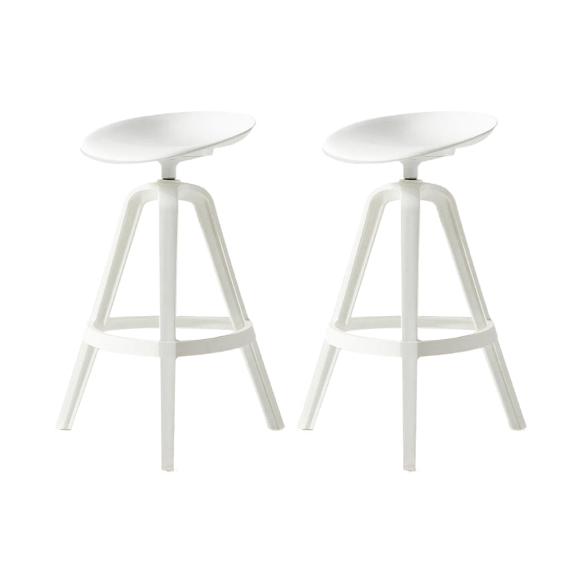 Low Back Plastic Swivel Bar Stool Industrial Armless Stool for Living Room White 2 Piece Set Counter Stool(26"H) Clearhalo 'Bar Furniture' 'Bar Stools' 'bar_stools' 'furn' 'furn_bar_stools' 'Furniture' 'Kitchen & Dining Furniture' 6557161