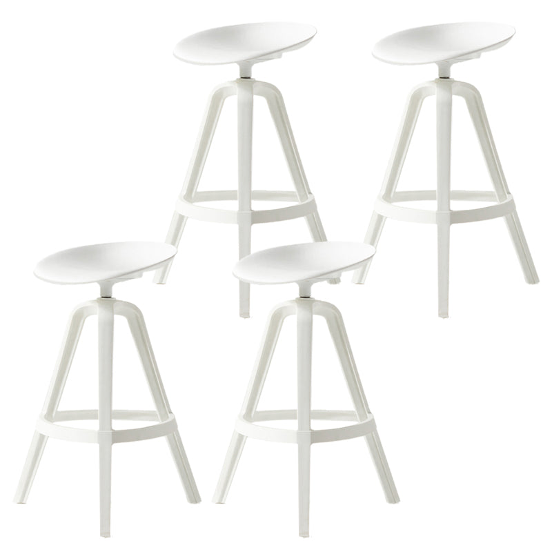 Low Back Plastic Swivel Bar Stool Industrial Armless Stool for Living Room White 4 Piece Set Counter Stool(26"H) Clearhalo 'Bar Furniture' 'Bar Stools' 'bar_stools' 'furn' 'furn_bar_stools' 'Furniture' 'Kitchen & Dining Furniture' 6557163