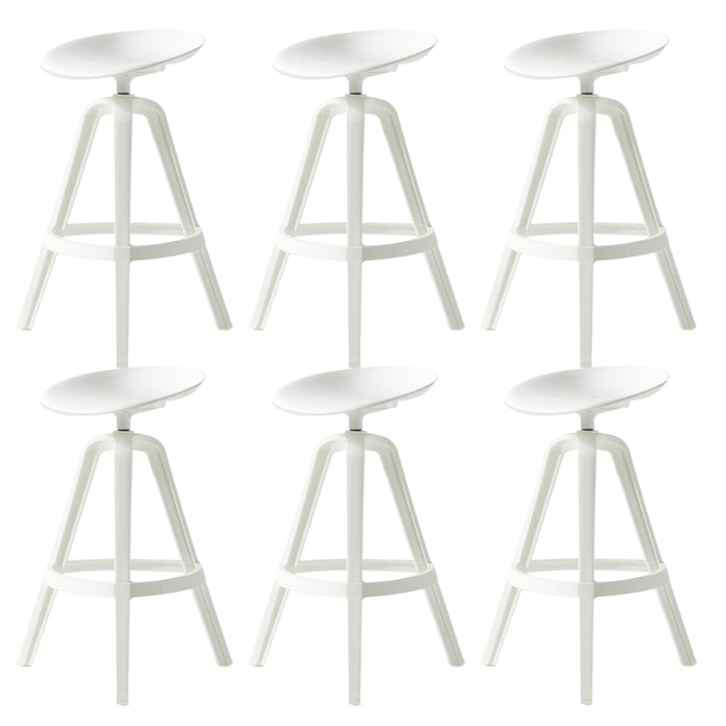 Low Back Plastic Swivel Bar Stool Industrial Armless Stool for Living Room White 6 Piece Set Counter Stool(26"H) Clearhalo 'Bar Furniture' 'Bar Stools' 'bar_stools' 'furn' 'furn_bar_stools' 'Furniture' 'Kitchen & Dining Furniture' 6557165