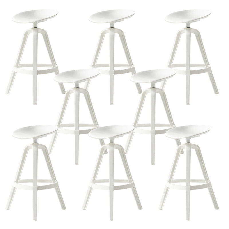 Low Back Plastic Swivel Bar Stool Industrial Armless Stool for Living Room White 8 Piece Set Counter Stool(26"H) Clearhalo 'Bar Furniture' 'Bar Stools' 'bar_stools' 'furn' 'furn_bar_stools' 'Furniture' 'Kitchen & Dining Furniture' 6557167