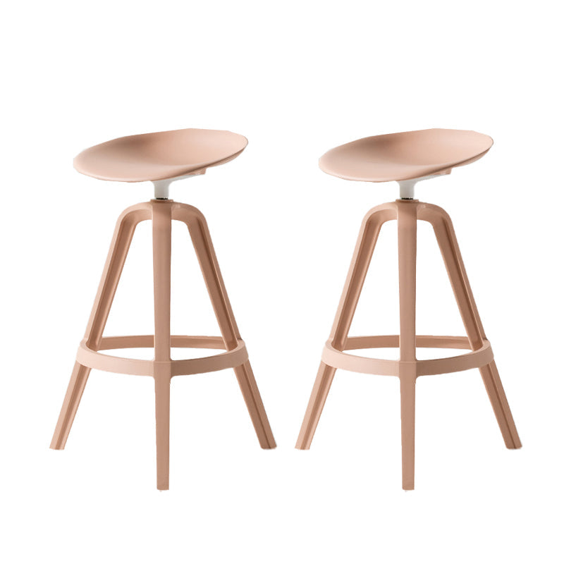 Low Back Plastic Swivel Bar Stool Industrial Armless Stool for Living Room Pink 2 Piece Set Counter Stool(26"H) Clearhalo 'Bar Furniture' 'Bar Stools' 'bar_stools' 'furn' 'furn_bar_stools' 'Furniture' 'Kitchen & Dining Furniture' 6557171
