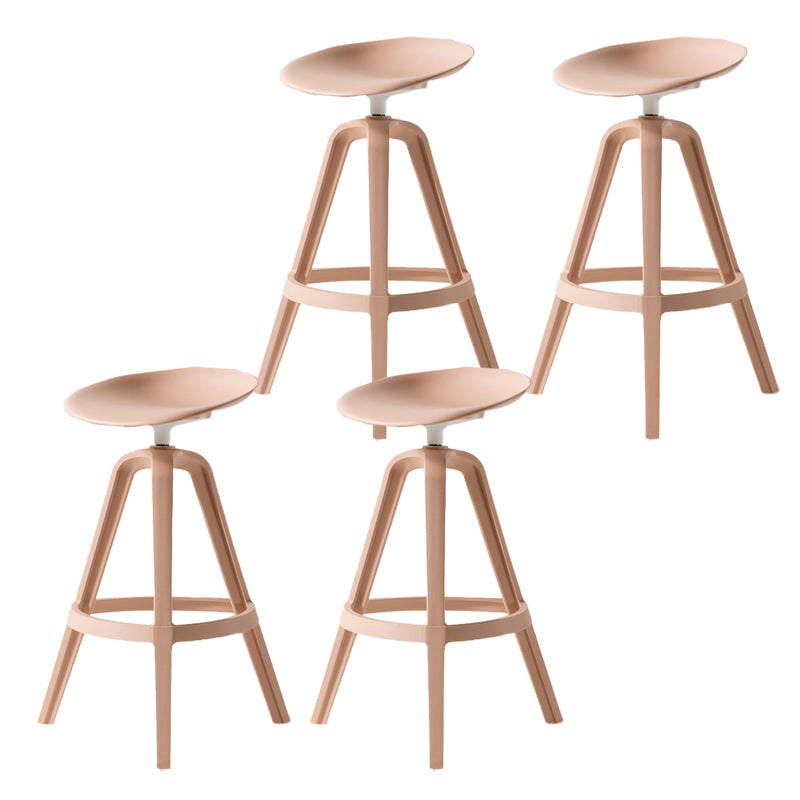 Low Back Plastic Swivel Bar Stool Industrial Armless Stool for Living Room Pink 4 Piece Set Counter Stool(26"H) Clearhalo 'Bar Furniture' 'Bar Stools' 'bar_stools' 'furn' 'furn_bar_stools' 'Furniture' 'Kitchen & Dining Furniture' 6557172