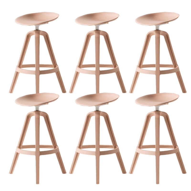 Low Back Plastic Swivel Bar Stool Industrial Armless Stool for Living Room Pink 6 Piece Set Counter Stool(26"H) Clearhalo 'Bar Furniture' 'Bar Stools' 'bar_stools' 'furn' 'furn_bar_stools' 'Furniture' 'Kitchen & Dining Furniture' 6557173