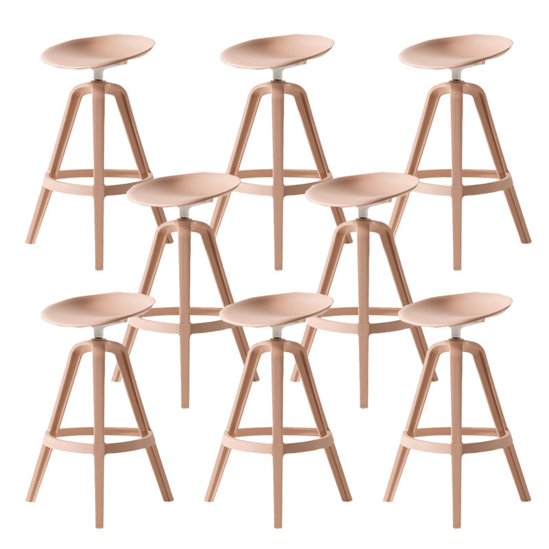 Low Back Plastic Swivel Bar Stool Industrial Armless Stool for Living Room Pink 8 Piece Set Counter Stool(26"H) Clearhalo 'Bar Furniture' 'Bar Stools' 'bar_stools' 'furn' 'furn_bar_stools' 'Furniture' 'Kitchen & Dining Furniture' 6557174