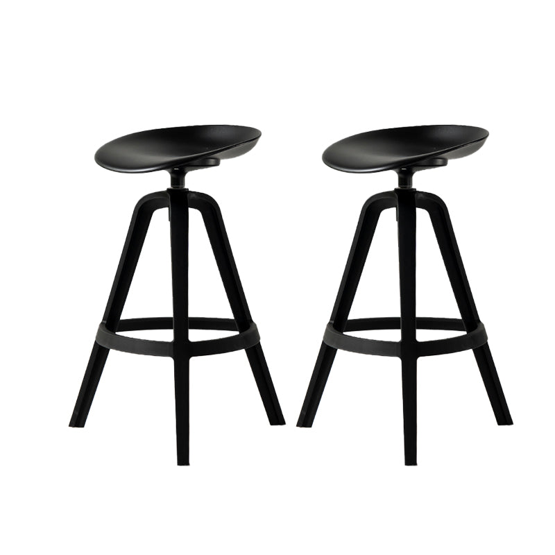 Low Back Plastic Swivel Bar Stool Industrial Armless Stool for Living Room Black 2 Piece Set Counter Stool(26"H) Clearhalo 'Bar Furniture' 'Bar Stools' 'bar_stools' 'furn' 'furn_bar_stools' 'Furniture' 'Kitchen & Dining Furniture' 6557176