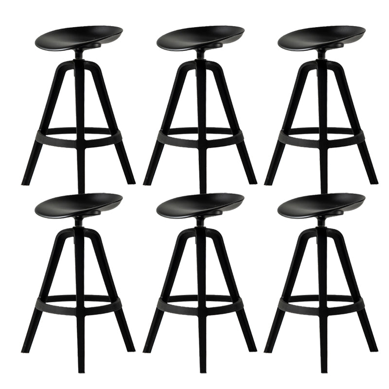 Low Back Plastic Swivel Bar Stool Industrial Armless Stool for Living Room Black 6 Piece Set Counter Stool(26"H) Clearhalo 'Bar Furniture' 'Bar Stools' 'bar_stools' 'furn' 'furn_bar_stools' 'Furniture' 'Kitchen & Dining Furniture' 6557178