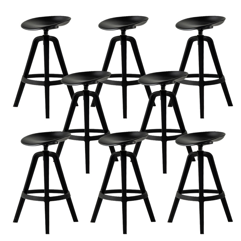Low Back Plastic Swivel Bar Stool Industrial Armless Stool for Living Room Black 8 Piece Set Counter Stool(26"H) Clearhalo 'Bar Furniture' 'Bar Stools' 'bar_stools' 'furn' 'furn_bar_stools' 'Furniture' 'Kitchen & Dining Furniture' 6557179