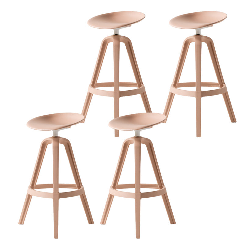 Low Back Plastic Swivel Bar Stool Industrial Armless Stool for Living Room Pink 4 Piece Set Bar Stool(30"H) Clearhalo 'Bar Furniture' 'Bar Stools' 'bar_stools' 'furn' 'furn_bar_stools' 'Furniture' 'Kitchen & Dining Furniture' 6557187