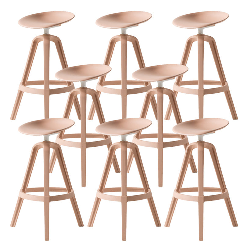 Low Back Plastic Swivel Bar Stool Industrial Armless Stool for Living Room Pink 8 Piece Set Bar Stool(30"H) Clearhalo 'Bar Furniture' 'Bar Stools' 'bar_stools' 'furn' 'furn_bar_stools' 'Furniture' 'Kitchen & Dining Furniture' 6557189