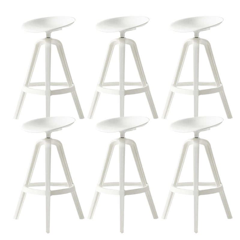 Low Back Plastic Swivel Bar Stool Industrial Armless Stool for Living Room White 6 Piece Set Bar Stool(30"H) Clearhalo 'Bar Furniture' 'Bar Stools' 'bar_stools' 'furn' 'furn_bar_stools' 'Furniture' 'Kitchen & Dining Furniture' 6557197