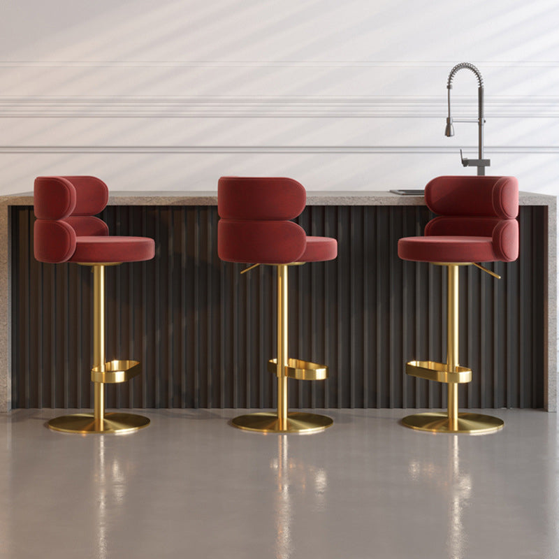 Contemporary Low Back Dining Stool Adjustable Height Bar Stool with Footrest