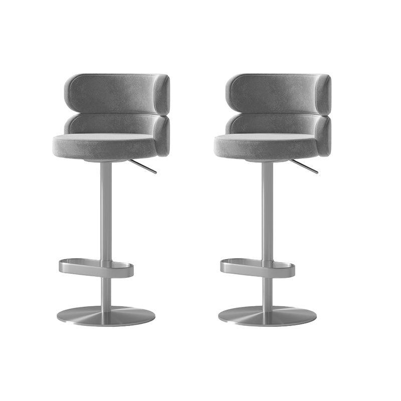 Contemporary Low Back Dining Stool Adjustable Height Bar Stool with Footrest
