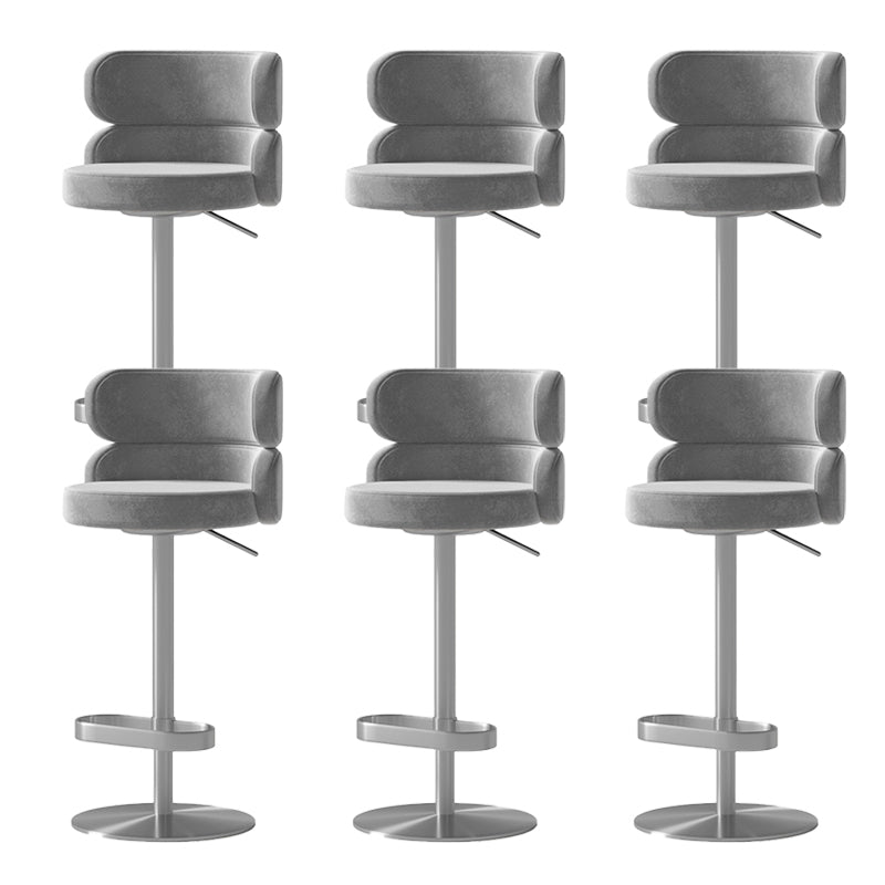 Contemporary Low Back Dining Stool Adjustable Height Bar Stool with Footrest