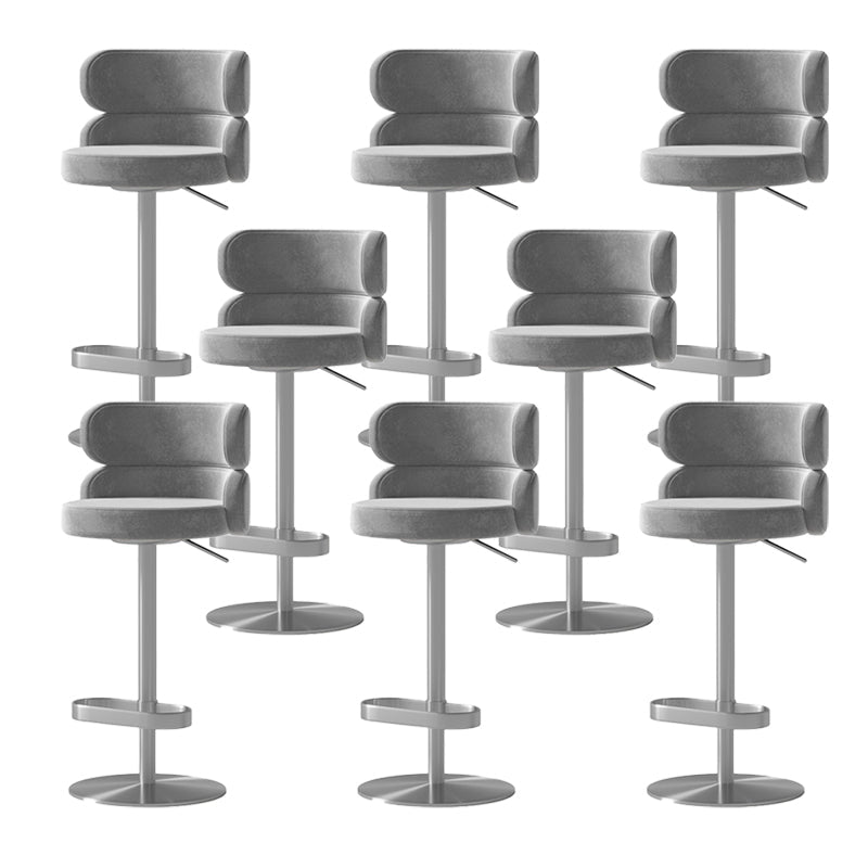 Contemporary Low Back Dining Stool Adjustable Height Bar Stool with Footrest