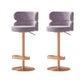 Contemporary Low Back Dining Stool Adjustable Height Bar Stool with Footrest
