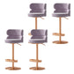 Contemporary Low Back Dining Stool Adjustable Height Bar Stool with Footrest
