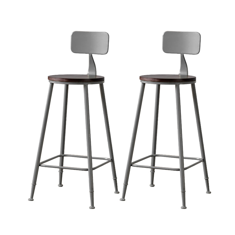 Modern Armless Backrest Counter Stool Iron Bar Stool with Pedal for Milk Tea Shop Silver 2 Piece Set Clearhalo 'Bar Furniture' 'Bar Stools' 'bar_stools' 'furn' 'furn_bar_stools' 'Furniture' 'Kitchen & Dining Furniture' 6557248
