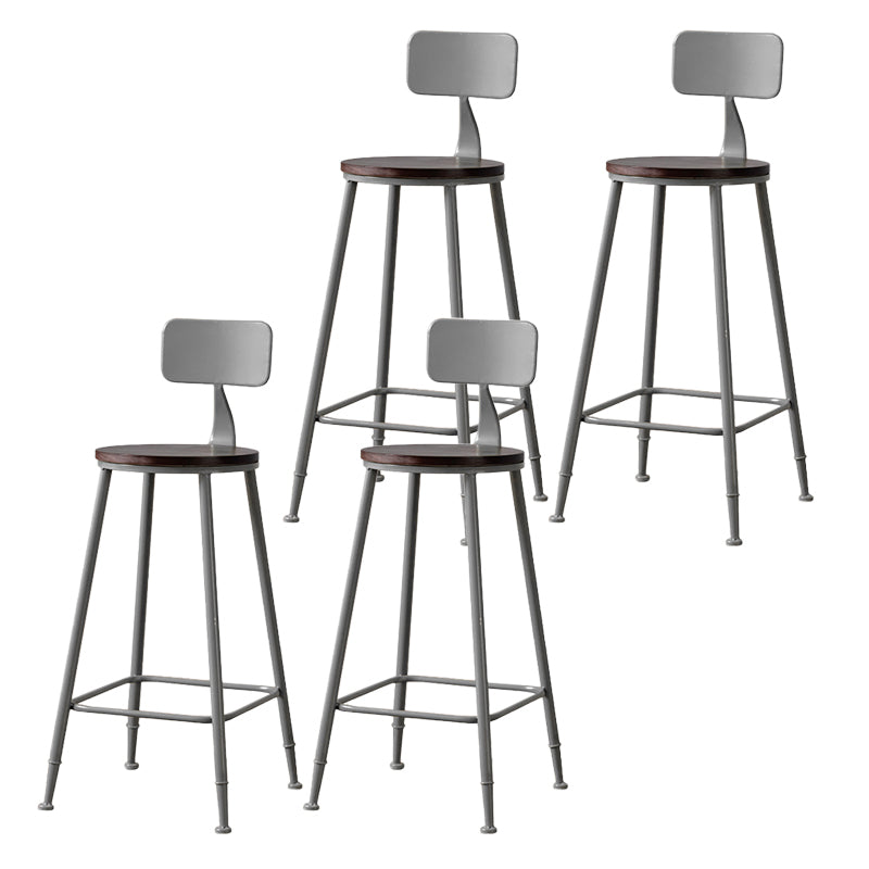 Modern Armless Backrest Counter Stool Iron Bar Stool with Pedal for Milk Tea Shop Silver 4 Piece Set Clearhalo 'Bar Furniture' 'Bar Stools' 'bar_stools' 'furn' 'furn_bar_stools' 'Furniture' 'Kitchen & Dining Furniture' 6557249