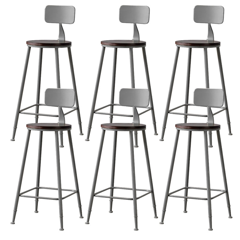 Modern Armless Backrest Counter Stool Iron Bar Stool with Pedal for Milk Tea Shop Silver 6 Piece Set Clearhalo 'Bar Furniture' 'Bar Stools' 'bar_stools' 'furn' 'furn_bar_stools' 'Furniture' 'Kitchen & Dining Furniture' 6557251