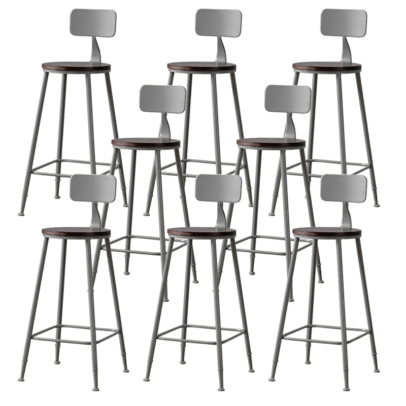 Modern Armless Backrest Counter Stool Iron Bar Stool with Pedal for Milk Tea Shop Silver 8 Piece Set Clearhalo 'Bar Furniture' 'Bar Stools' 'bar_stools' 'furn' 'furn_bar_stools' 'Furniture' 'Kitchen & Dining Furniture' 6557253