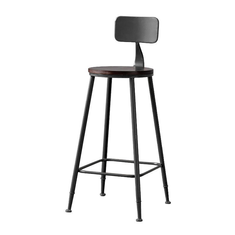 Modern Armless Backrest Counter Stool Iron Bar Stool with Pedal for Milk Tea Shop Black 1 Piece Clearhalo 'Bar Furniture' 'Bar Stools' 'bar_stools' 'furn' 'furn_bar_stools' 'Furniture' 'Kitchen & Dining Furniture' 6557255