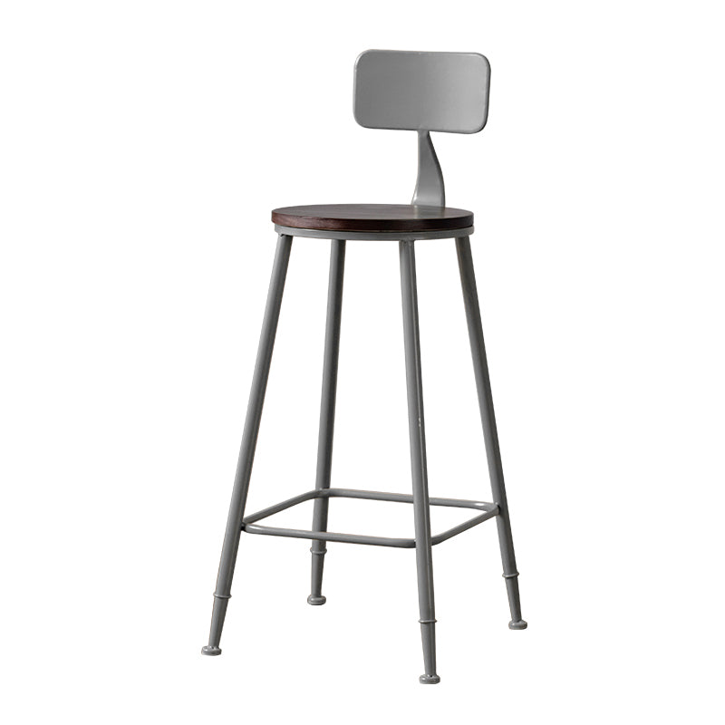 Modern Armless Backrest Counter Stool Iron Bar Stool with Pedal for Milk Tea Shop Silver 1 Piece Clearhalo 'Bar Furniture' 'Bar Stools' 'bar_stools' 'furn' 'furn_bar_stools' 'Furniture' 'Kitchen & Dining Furniture' 6557256