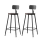 Modern Armless Backrest Counter Stool Iron Bar Stool with Pedal for Milk Tea Shop Black 2 Piece Set Clearhalo 'Bar Furniture' 'Bar Stools' 'bar_stools' 'furn' 'furn_bar_stools' 'Furniture' 'Kitchen & Dining Furniture' 6557258
