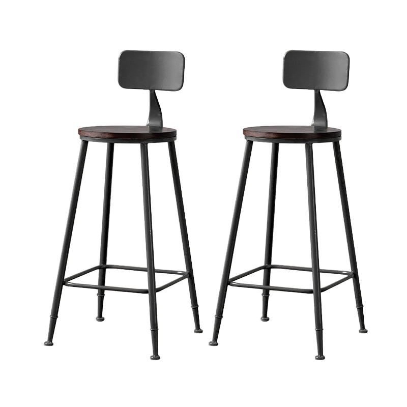 Modern Armless Backrest Counter Stool Iron Bar Stool with Pedal for Milk Tea Shop Black 2 Piece Set Clearhalo 'Bar Furniture' 'Bar Stools' 'bar_stools' 'furn' 'furn_bar_stools' 'Furniture' 'Kitchen & Dining Furniture' 6557258