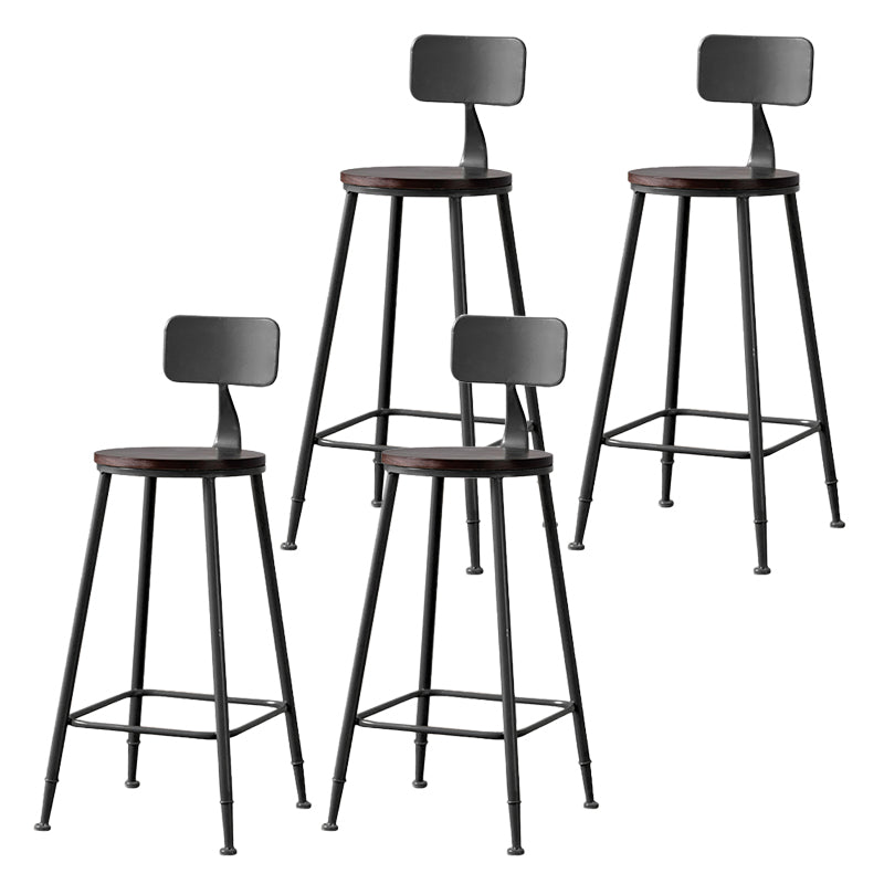 Modern Armless Backrest Counter Stool Iron Bar Stool with Pedal for Milk Tea Shop Black 4 Piece Set Clearhalo 'Bar Furniture' 'Bar Stools' 'bar_stools' 'furn' 'furn_bar_stools' 'Furniture' 'Kitchen & Dining Furniture' 6557260